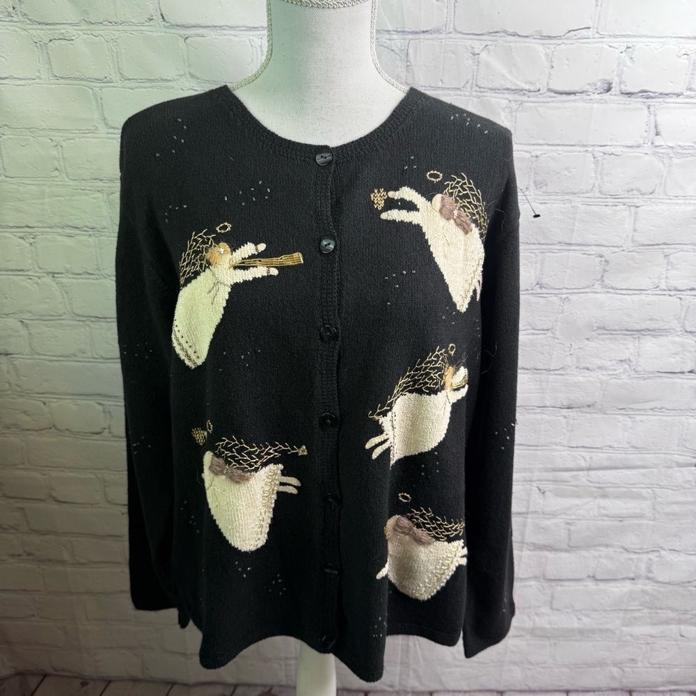 TALBOTS Vintage Holiday Angel Cardigan XL